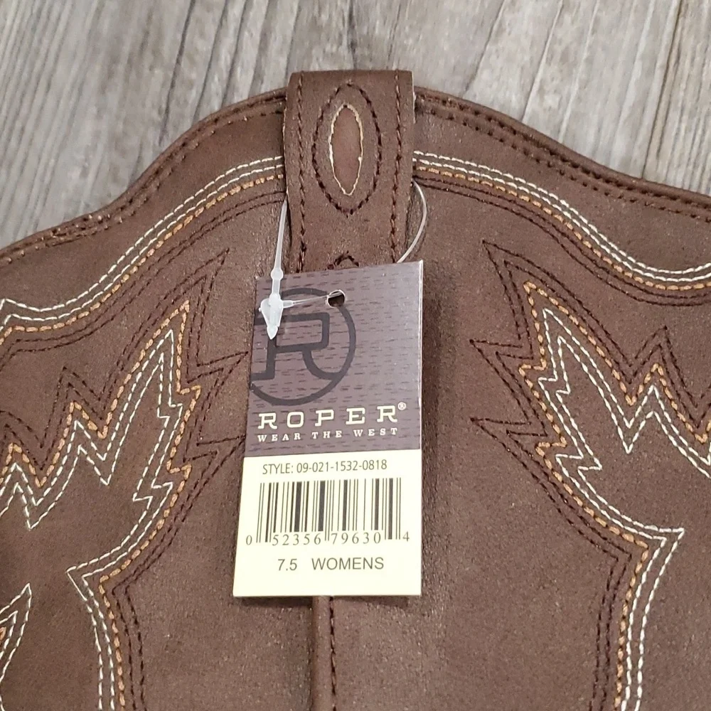 ROPER Chunk Rider Embroidery Round Toe Casual Boots Ankle Low Heel 1-2